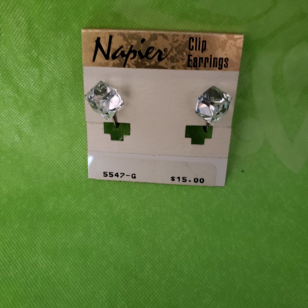 2 For $20 Vintage  Napier Crystal Earrings - Picture 3 of 6